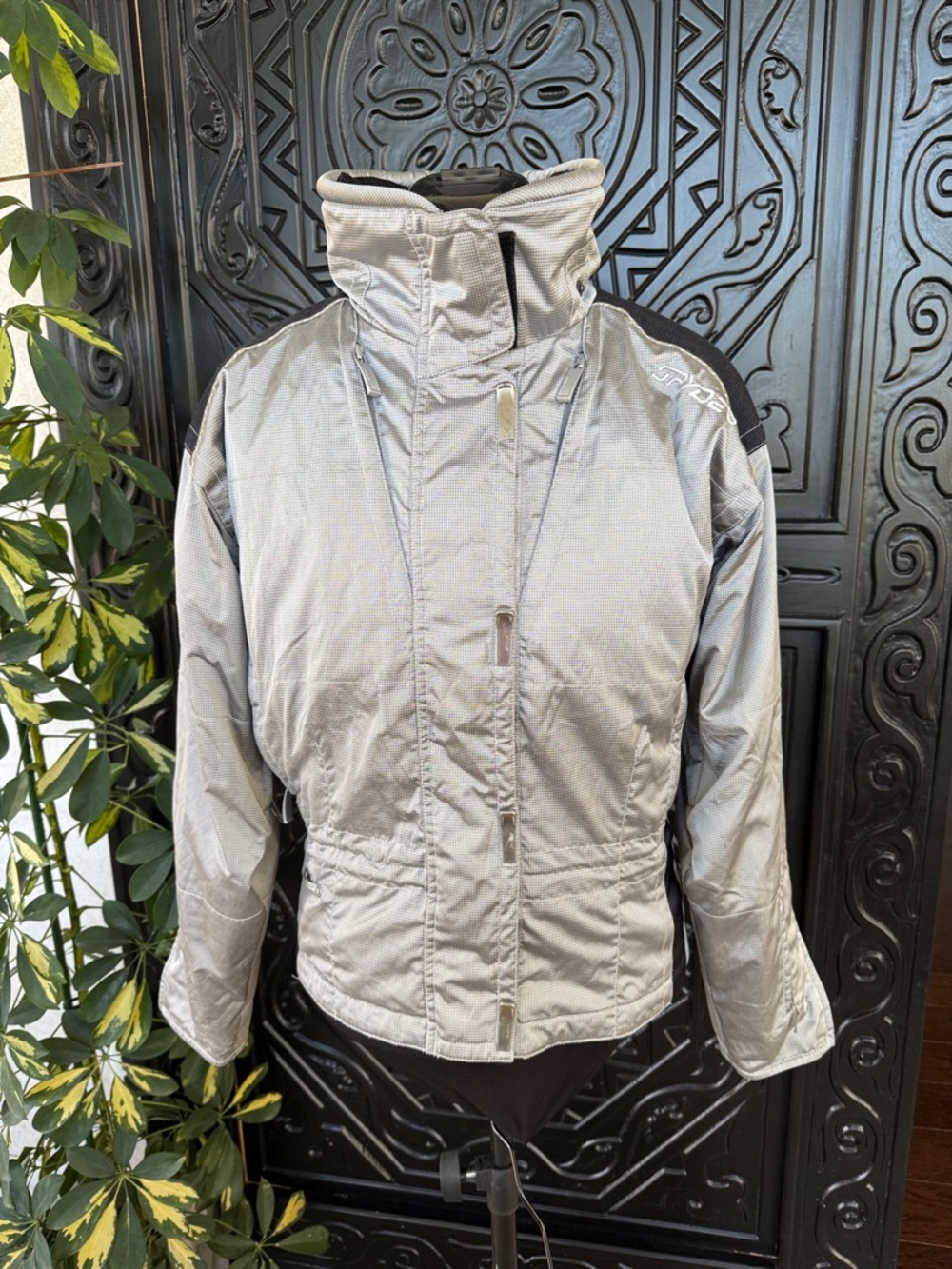 Spyder Women’s Silver Ski Jacket with High Collar
